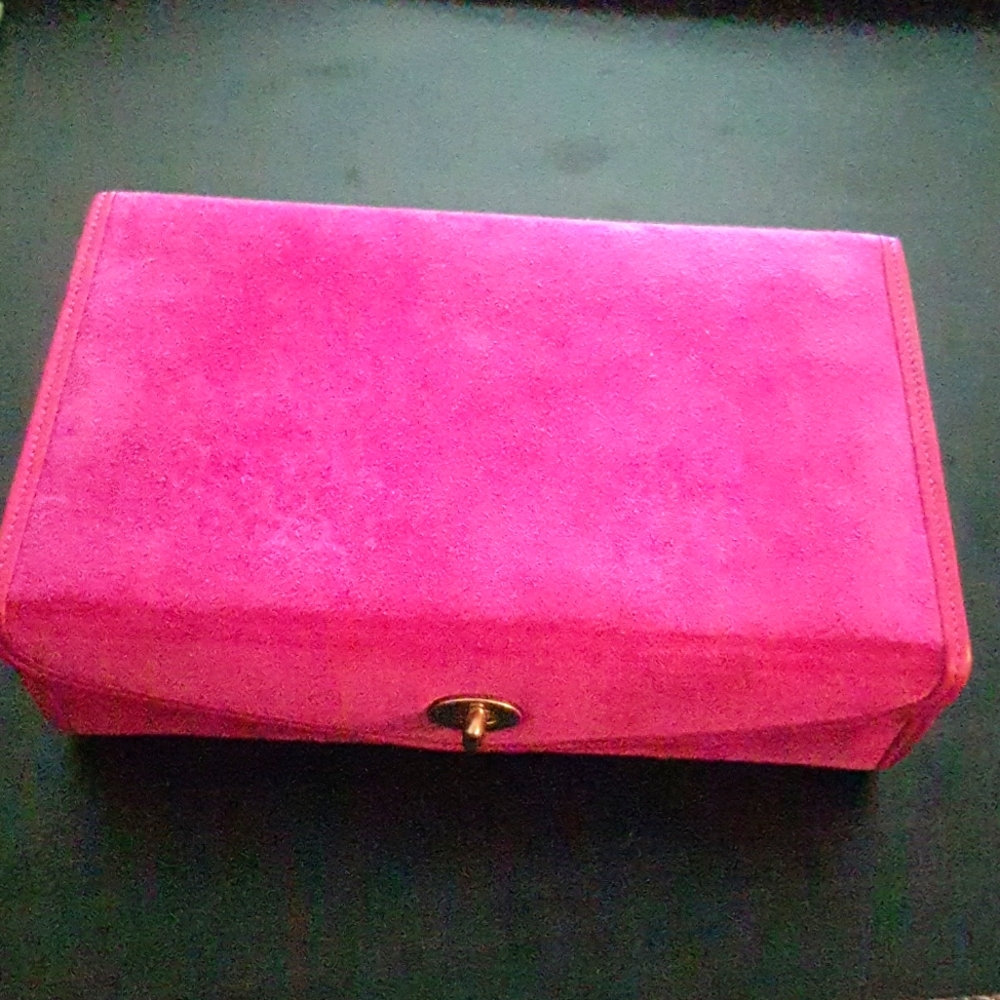 Coach Pink Suede Hard Travel Jewelry Case -- SOLD